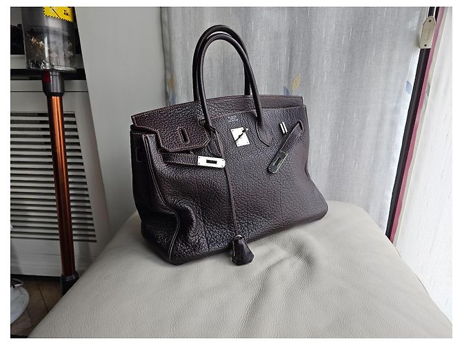 Borsa a mano Hermès Birkin in pelle di bufalo marrone Marrone chiaro Caramello Cioccolato - vista 9