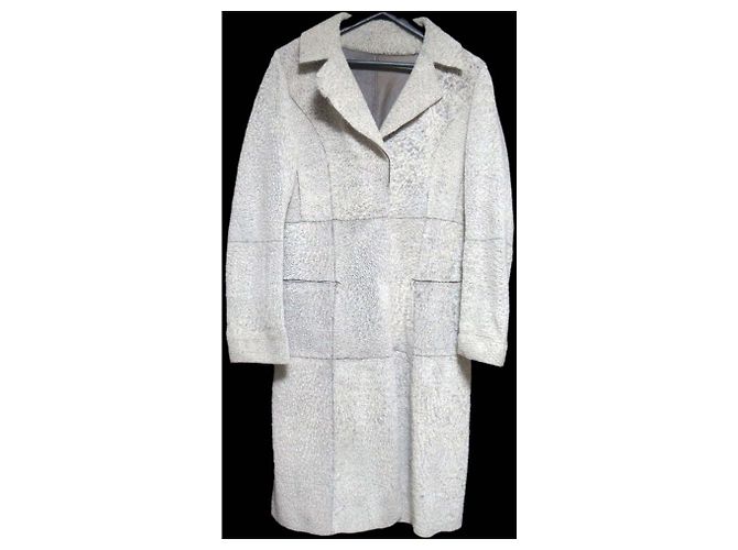 Autre Marque Abrigo reversible de shearling BORGO DEI BLU Castaño Blanco Blanco roto - vista 4