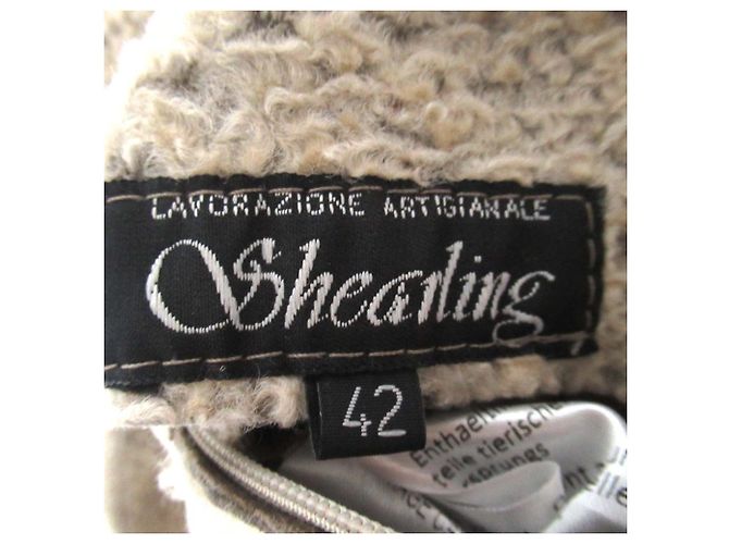 Autre Marque Abrigo reversible de shearling BORGO DEI BLU Castaño Blanco Blanco roto - vista 9