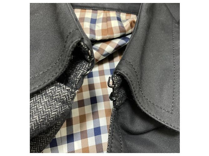 Autre Marque Trench coat de doble botonadura de materiales mixtos Aquascutum Negro - vista 11