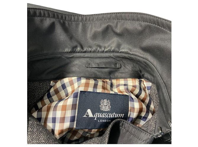 Autre Marque Trench coat de doble botonadura de materiales mixtos Aquascutum Negro - vista 12