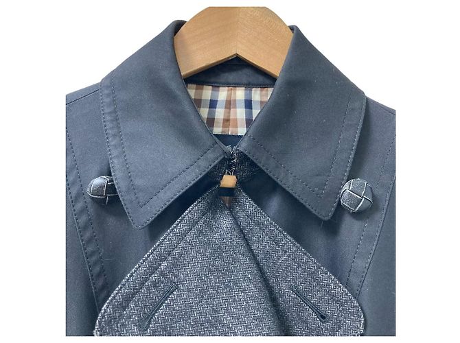 Autre Marque Trench coat de doble botonadura de materiales mixtos Aquascutum Negro - vista 3