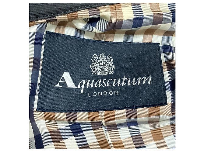 Autre Marque Trench coat de doble botonadura de materiales mixtos Aquascutum Negro - vista 7
