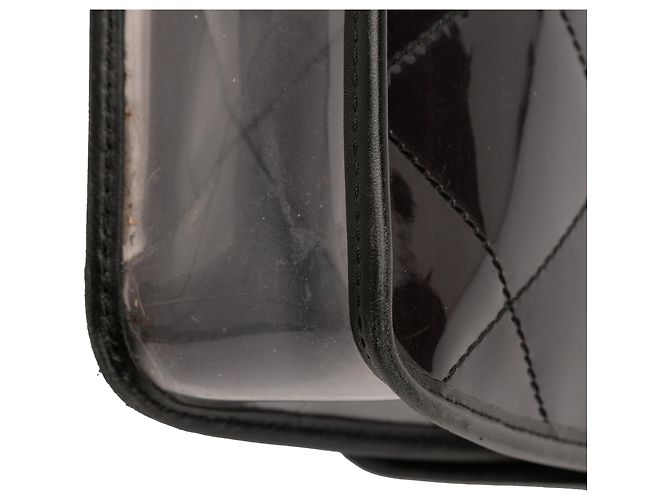 Chanel Flap Nudo in PVC Nero Cucito e Pelle di Vitello - vista 10