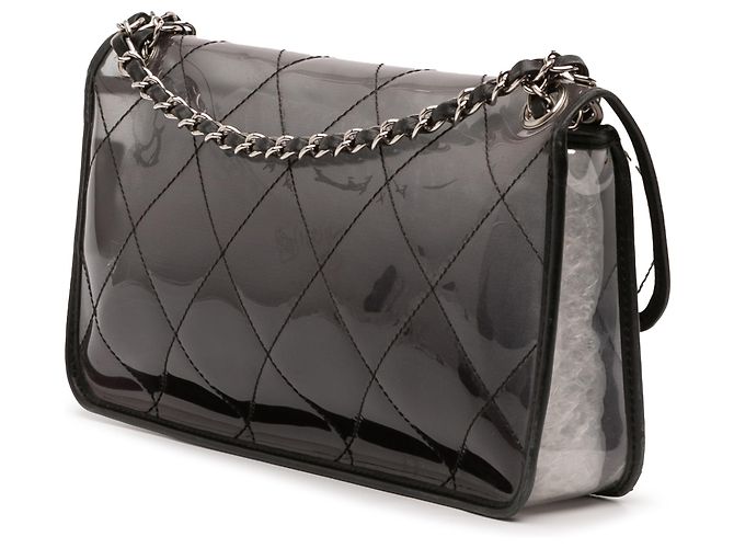 Chanel Flap Nudo in PVC Nero Cucito e Pelle di Vitello - vista 2