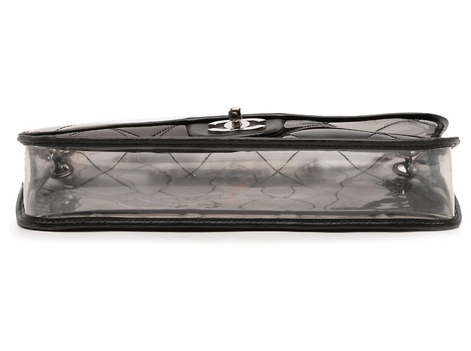 Chanel Flap Nudo in PVC Nero Cucito e Pelle di Vitello - vista 3