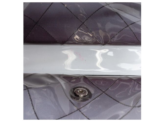 Chanel Flap Nudo in PVC Nero Cucito e Pelle di Vitello - vista 4
