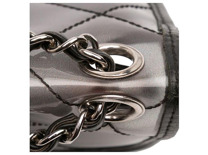 Chanel Flap Nudo in PVC Nero Cucito e Pelle di Vitello - vista 9