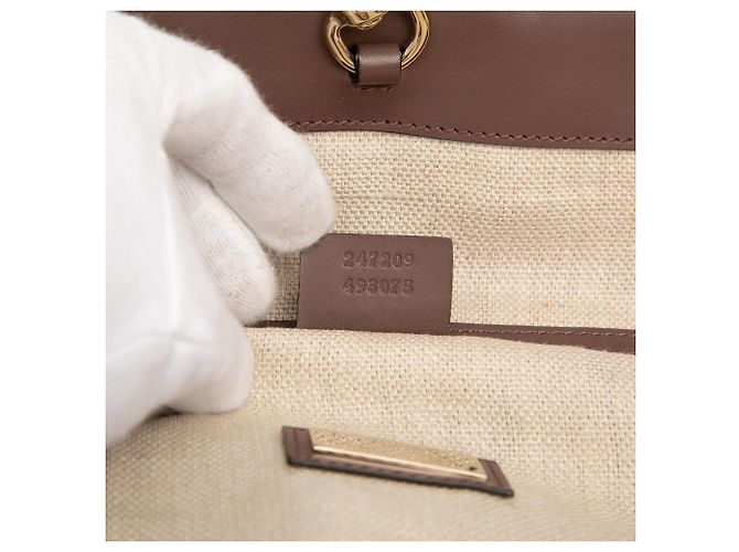 Gucci Braune Canvas Tragetasche Beige - Ansicht 6