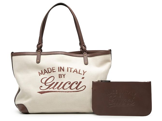 Gucci Braune Canvas Tragetasche Beige - Ansicht 8