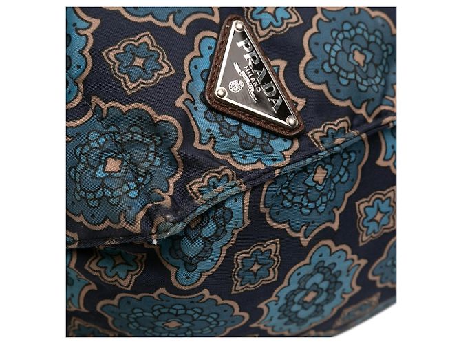 Prada Blaue Tessuto Stampato Tote Marineblau - Ansicht 10