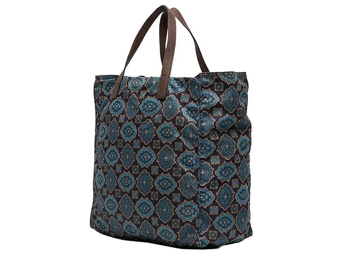 Prada Blaue Tessuto Stampato Tote Marineblau - Ansicht 2
