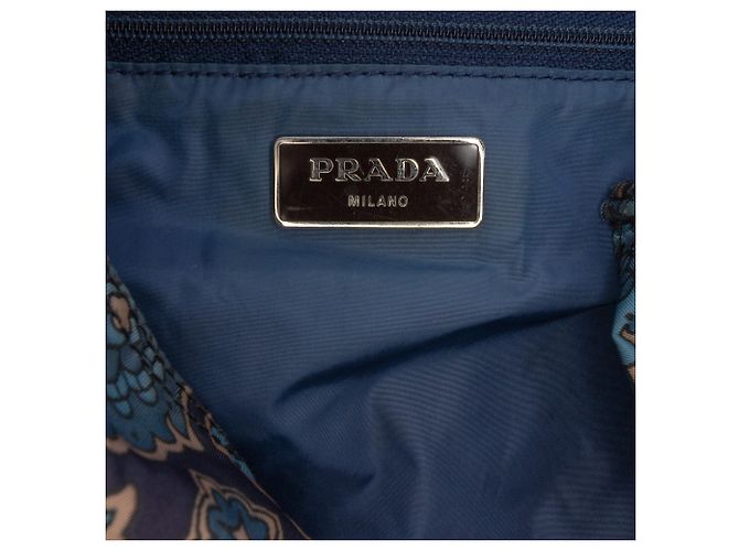 Prada Blaue Tessuto Stampato Tote Marineblau - Ansicht 5