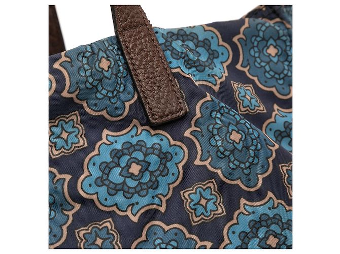 Prada Blaue Tessuto Stampato Tote Marineblau - Ansicht 7