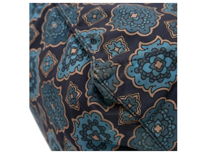 Prada Blaue Tessuto Stampato Tote Marineblau - Ansicht 9