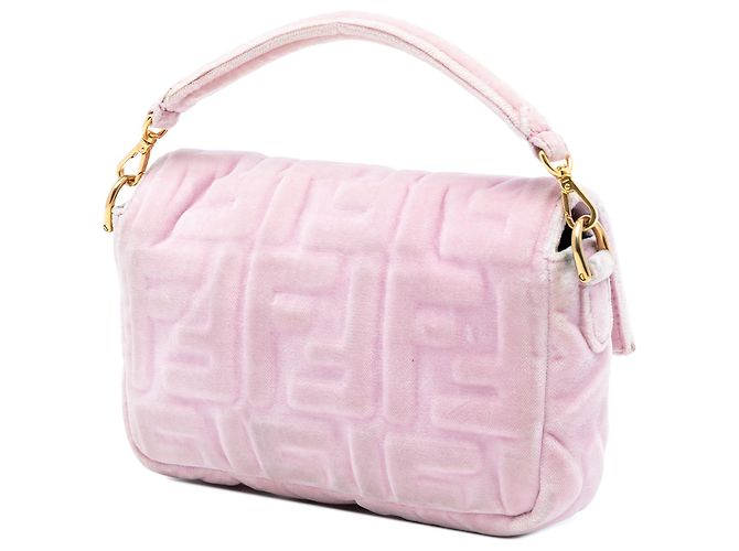 Fendi Pink Mini Zucca Prägung Samt Baguette Tasche - Ansicht 2