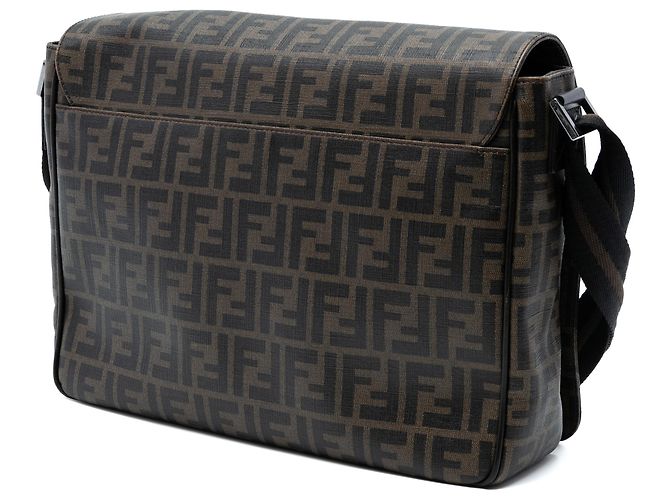 Fendi Brown Zucca Spalmati Borsa a Tracolla con Patta - vista 2