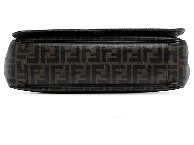 Fendi Brown Zucca Spalmati Borsa a Tracolla con Patta - vista 3