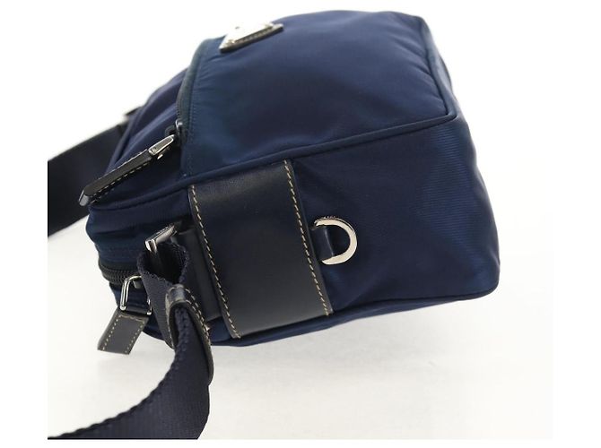 Borsa a tracolla Prada con tasca frontale Tessuto piccola Blu navy - vista 3