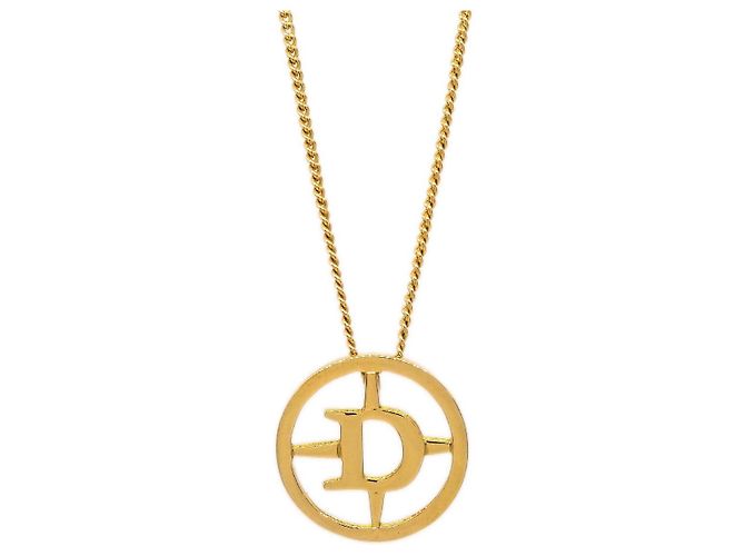 Pendentif rond en métal CD Christian Dior Doré - vue 2