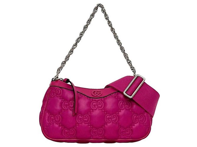 Borsa a Spalla Gucci GG Matelassé Rosa - vista 2