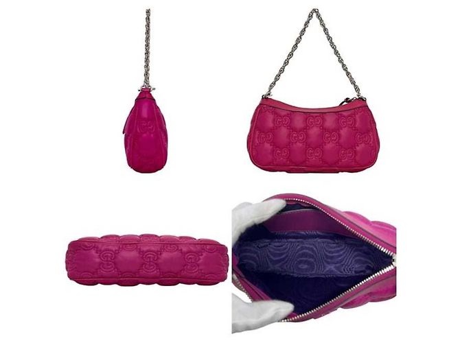 Borsa a Spalla Gucci GG Matelassé Rosa - vista 4