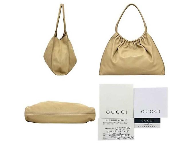 Beige Leder Tote Bag von Gucci - Ansicht 3