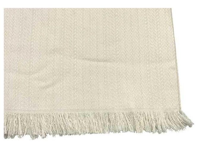 Chal de cachemira y seda Hermès Blanco Beige - vista 5