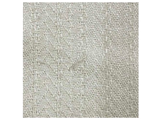 Chal de cachemira y seda Hermès Blanco Beige - vista 8