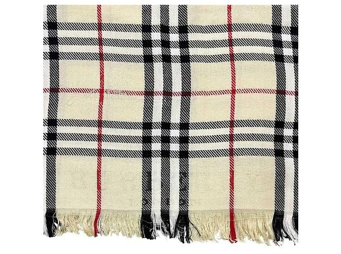 Stola in lana beige Burberry - vista 5