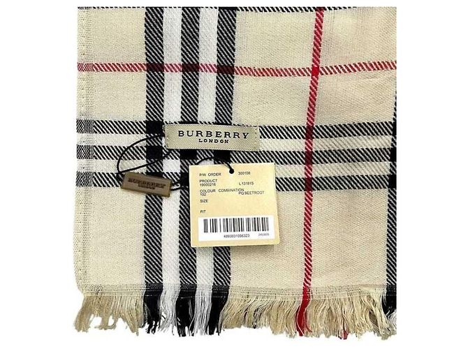 Stola in lana beige Burberry - vista 7