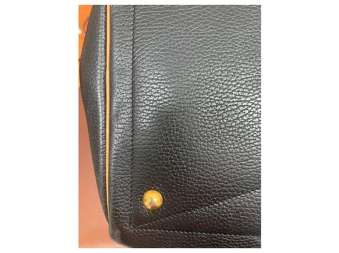 Borsa da viaggio Hermès Victoria 50 in pelle nero camel Cammello - vista 13