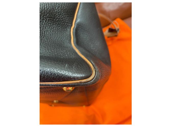 Borsa da viaggio Hermès Victoria 50 in pelle nero camel Cammello - vista 14