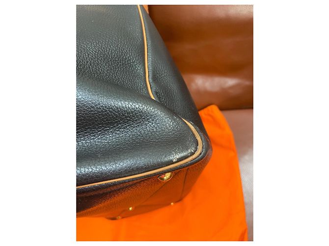 Borsa da viaggio Hermès Victoria 50 in pelle nero camel Cammello - vista 16