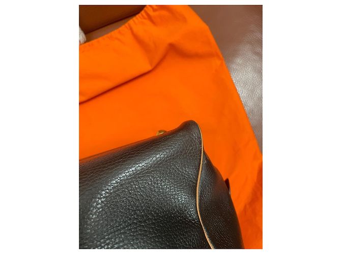 Borsa da viaggio Hermès Victoria 50 in pelle nero camel Cammello - vista 17