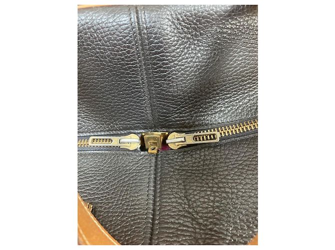 Borsa da viaggio Hermès Victoria 50 in pelle nero camel Cammello - vista 19