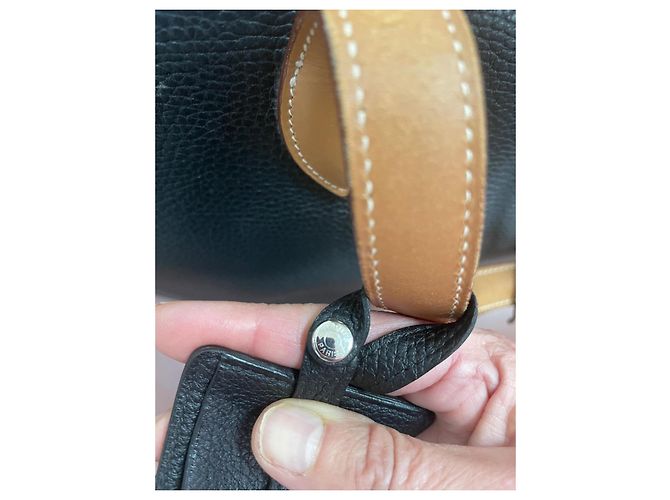 Borsa da viaggio Hermès Victoria 50 in pelle nero camel Cammello - vista 20