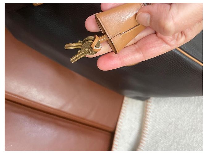 Borsa da viaggio Hermès Victoria 50 in pelle nero camel Cammello - vista 7