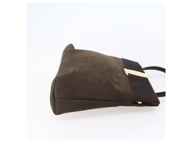 Borsa a Spalla Vala in Pelle Scamosciata Salvatore Ferragamo Marrone - vista 4