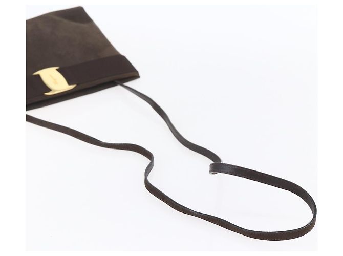 Borsa a Spalla Vala in Pelle Scamosciata Salvatore Ferragamo Marrone - vista 7