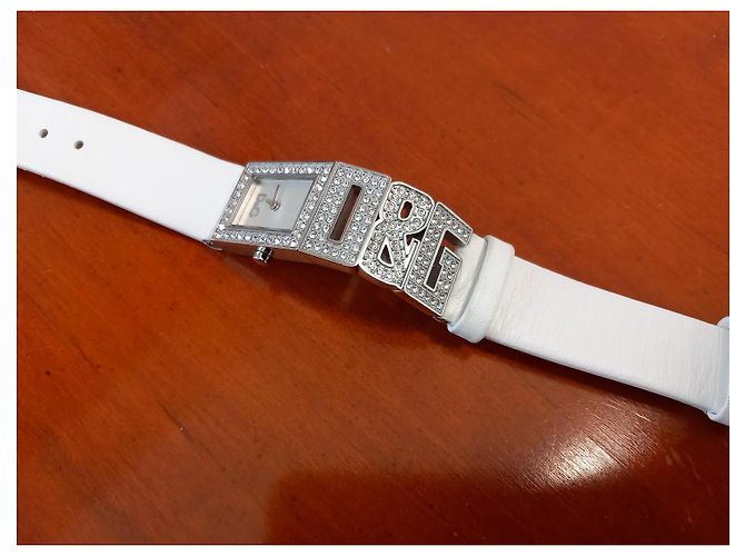 Relógio D&G de couro branco e aço prateado Prata - vista 3
