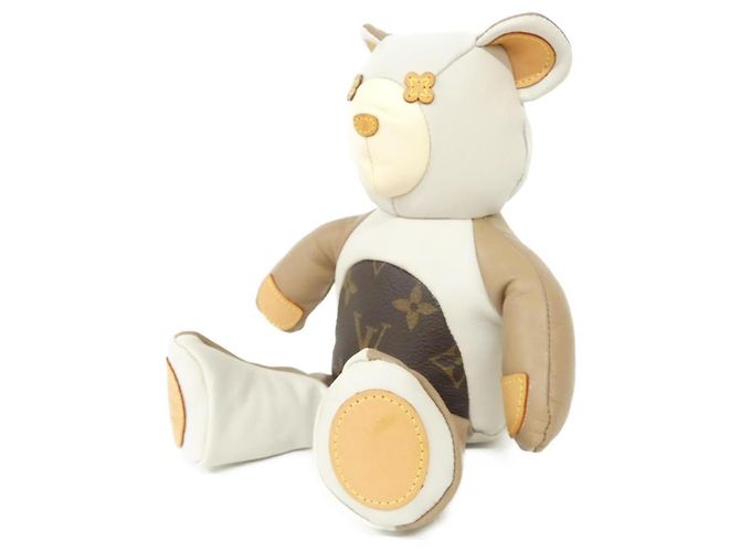 Ours en peluche Doudou Louis Vuitton Marron Blanc Beige - vue 2