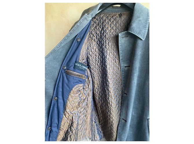 Dolce & Gabbana Gefütterter Mantel aus Baumwolle Grau - Ansicht 4