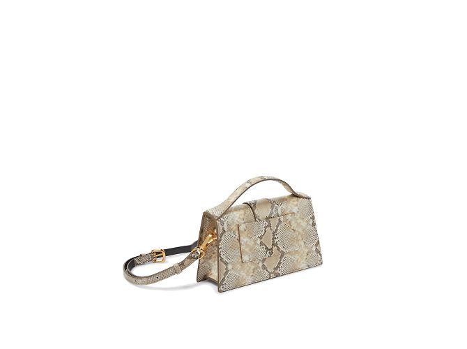 Jacquemus Le Grand Bambino Bolsa com Aba em Pele de Python Bege - vista 2