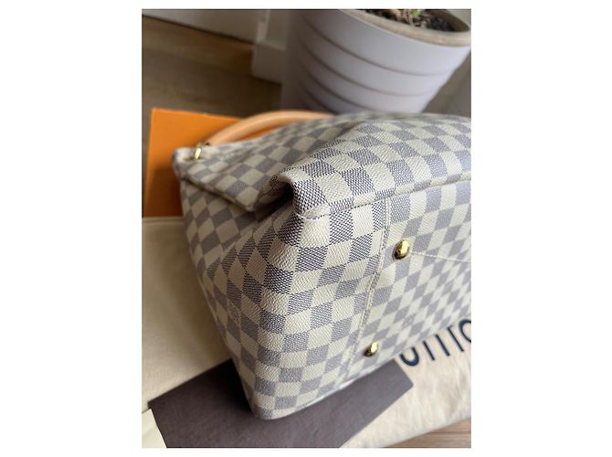 Bolsa Louis Vuitton Artsy MM Damier Azur Bege Fora de branco - vista 7