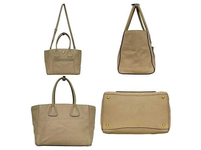 Borsa in pelle beige Prada - vista 3
