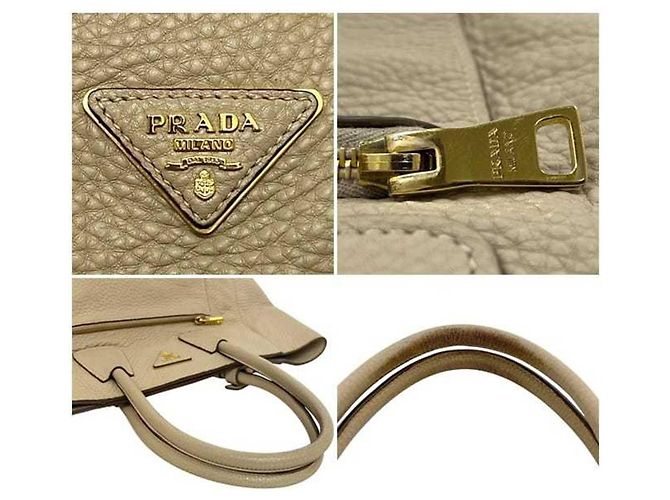 Borsa in pelle beige Prada - vista 6