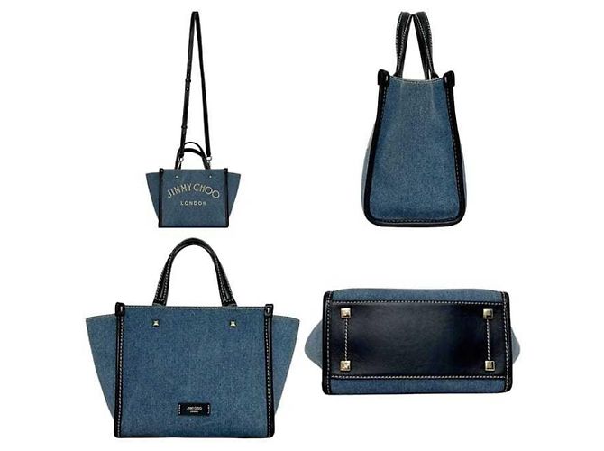 Borsa a Spalla in Denim Jimmy Choo Blu Blu navy - vista 3