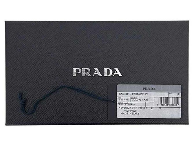 Cinturino in pelle Saffiano e nylon Prada Nero Giallo - vista 10