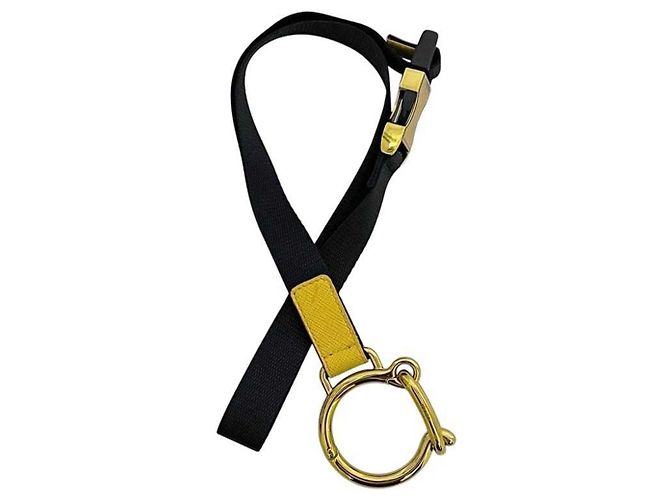 Cinturino in pelle Saffiano e nylon Prada Nero Giallo - vista 2